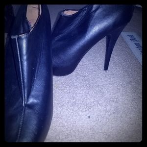 Black leather booties